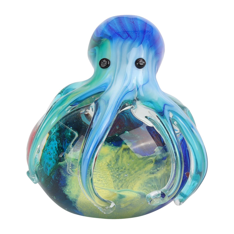Objets d'art Glass Figurine - Blue Octopus On Scene