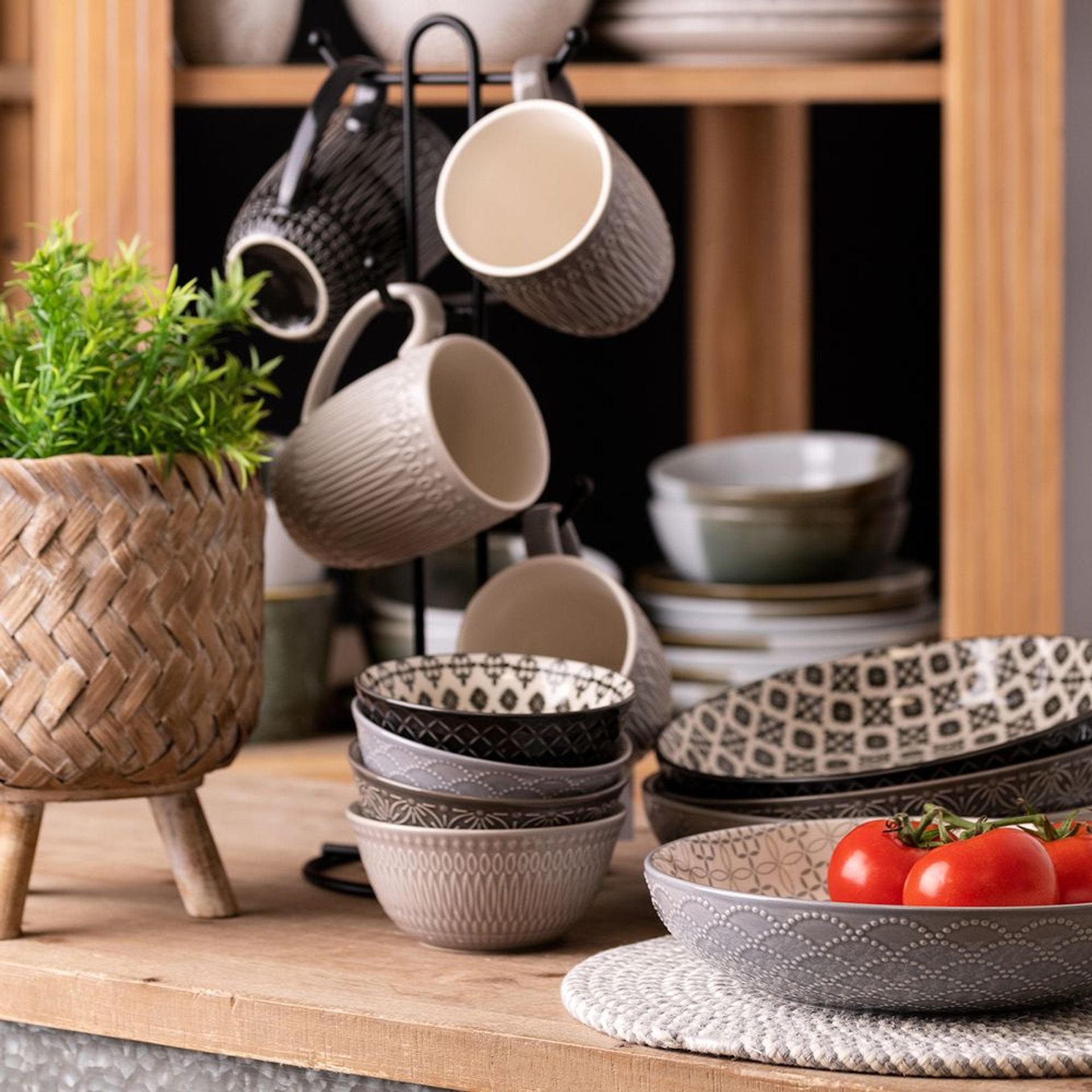 Set of 4 Tile Pattern Pasta Bowls