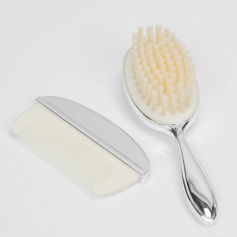Silverplated Baby Brush & Comb - Teddy Design