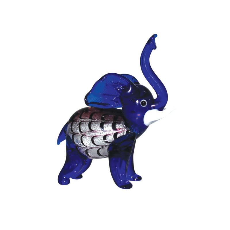 Objets d'art Miniature Glass Figurine - Blue Elephant
