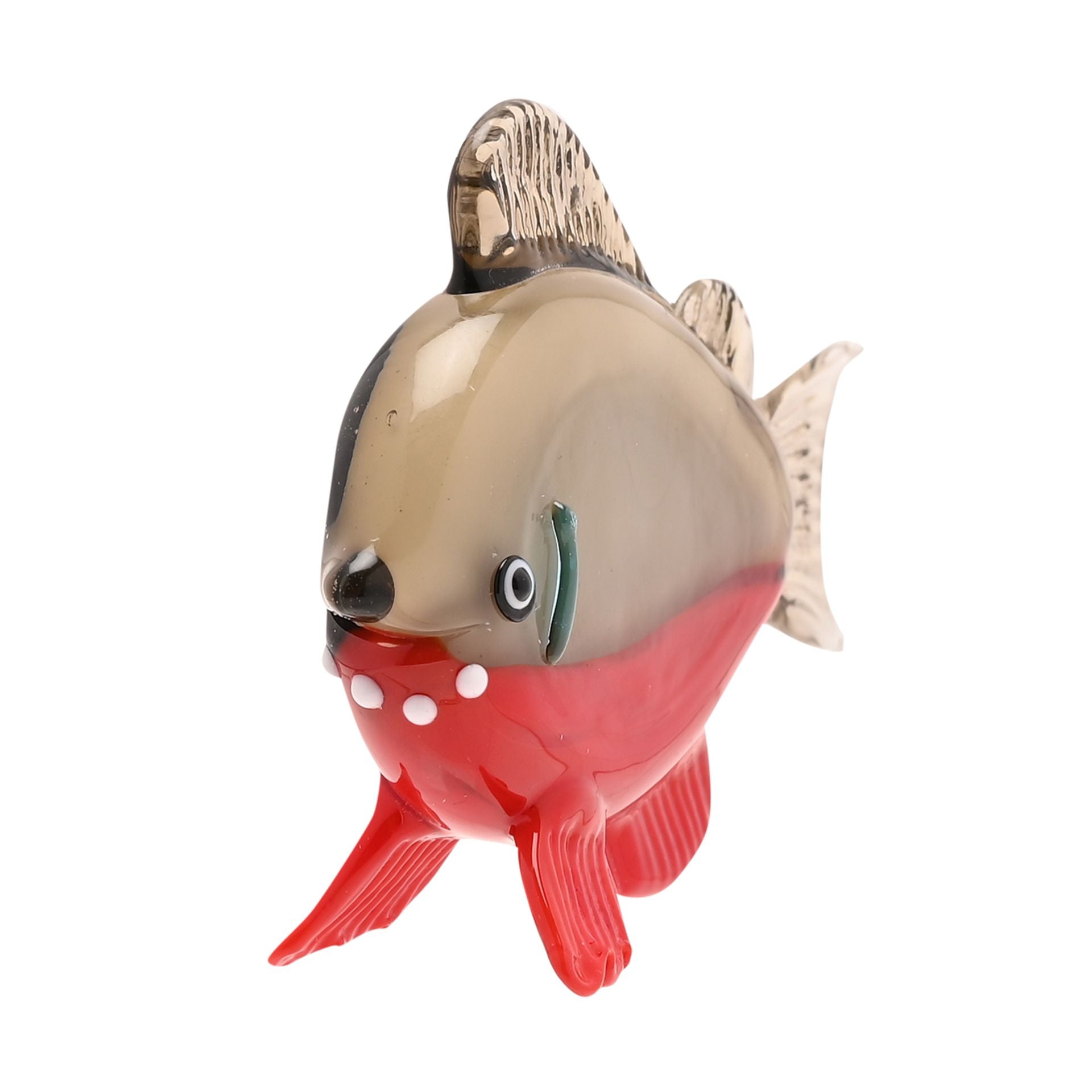 Objets d'art Miniature Glass Figurine - Grey & Orange Fish