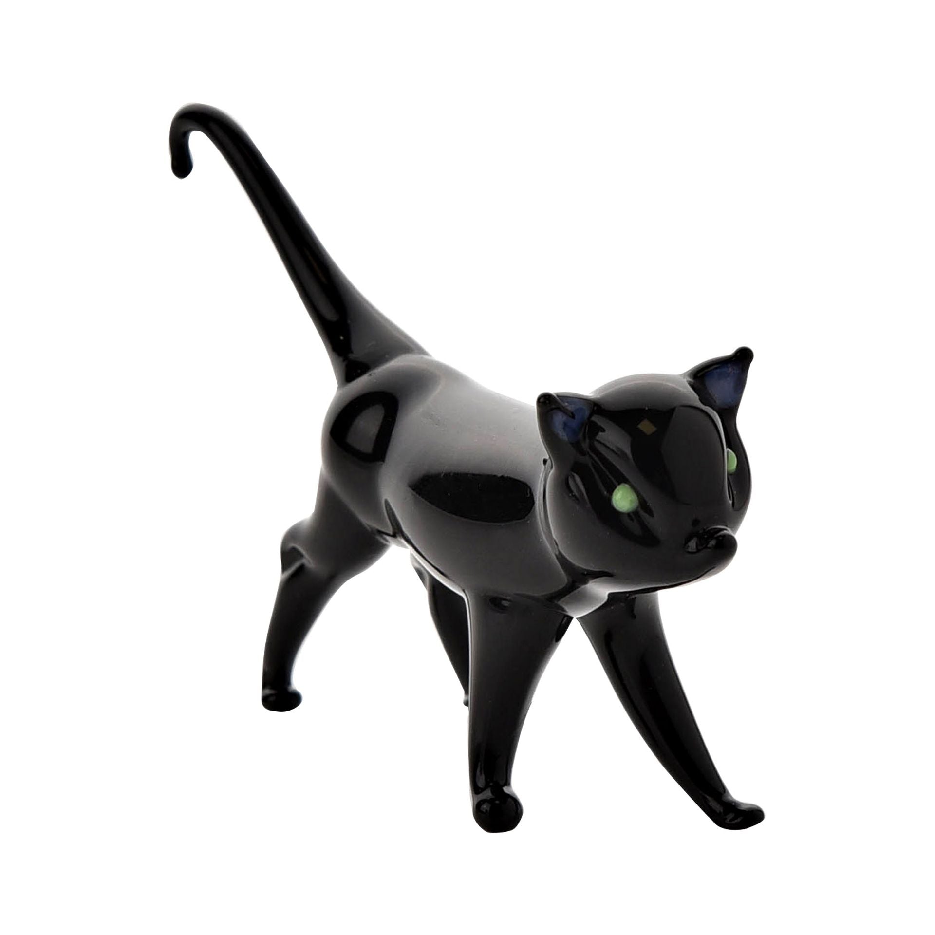 Objets d'art Miniature Glass Figurine - Black Cat