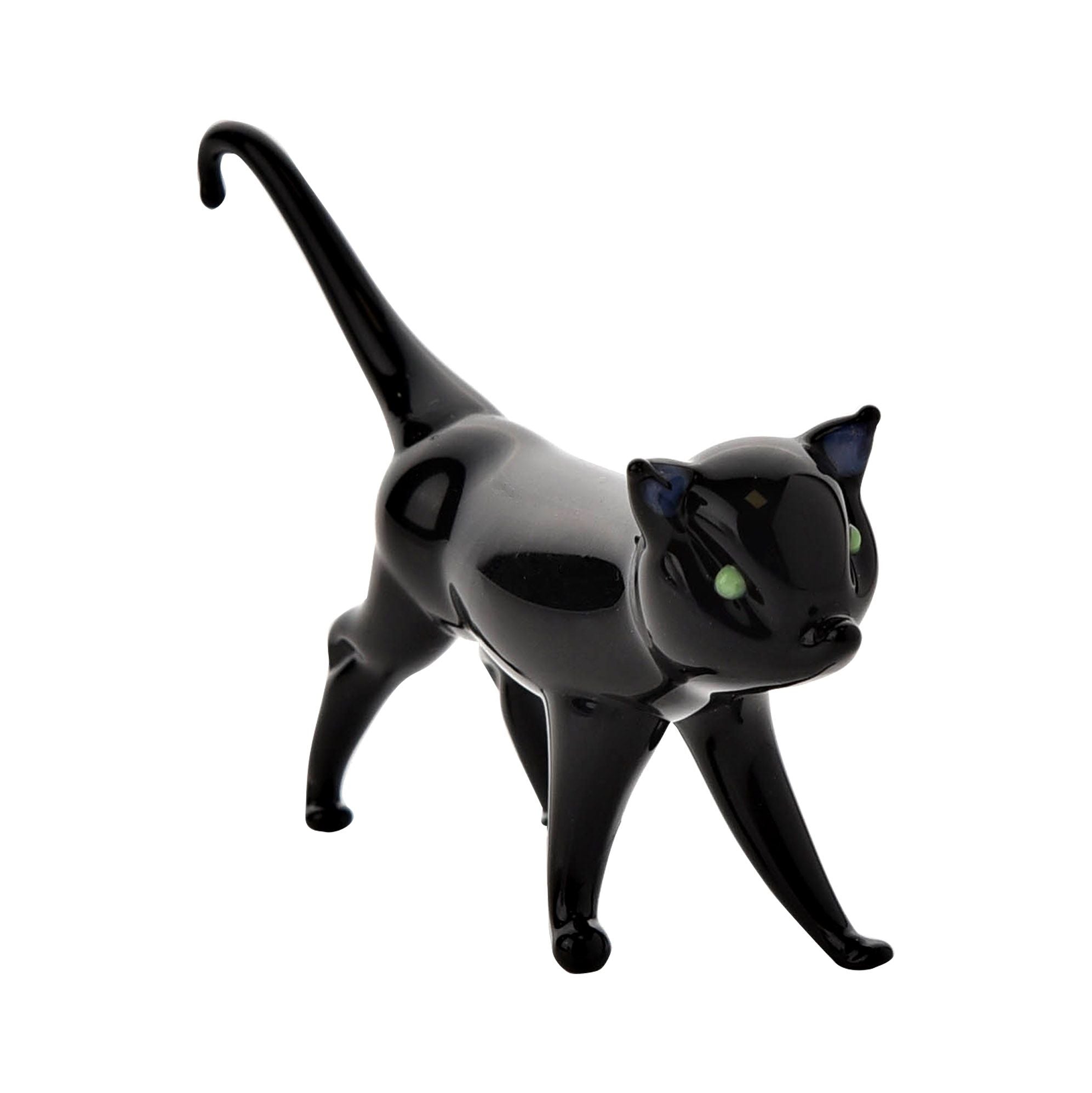Objets d'art Miniature Glass Figurine - Black Cat