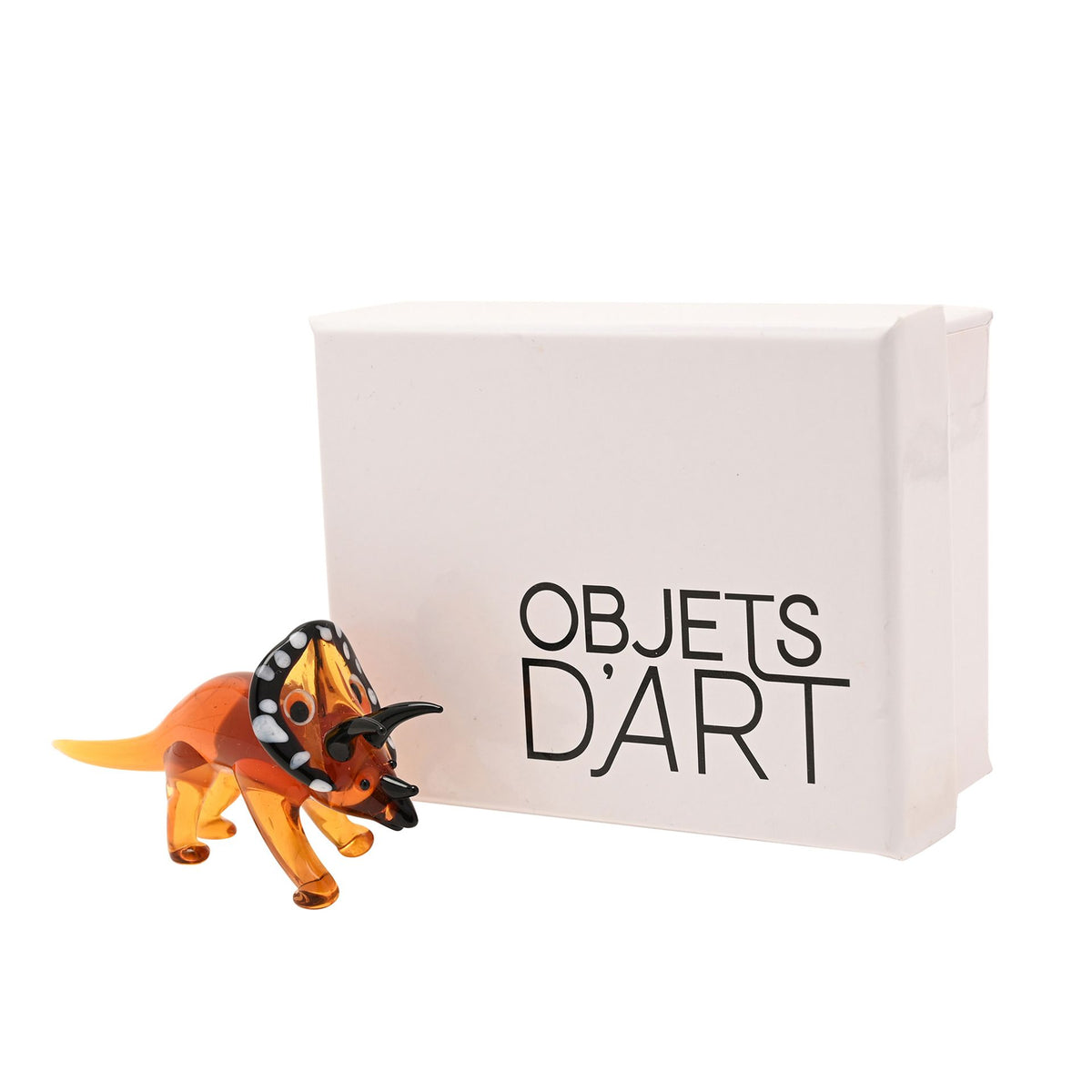 Objets D'art Miniature Glass Figurine - Triceratops