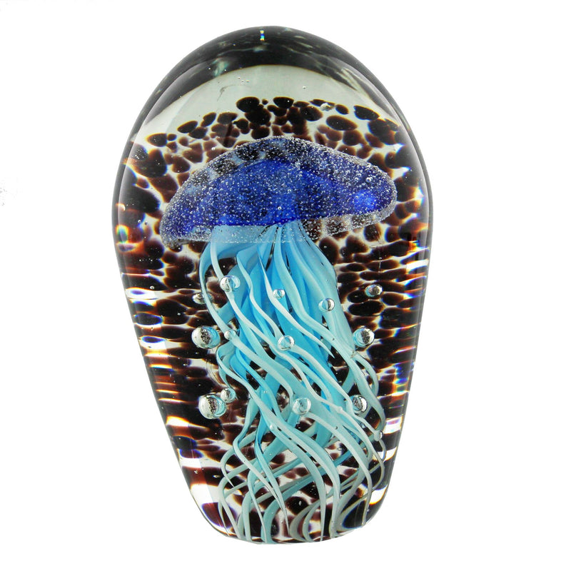 Objets d'art Glass Paper Weight - Blue Jelly Fish