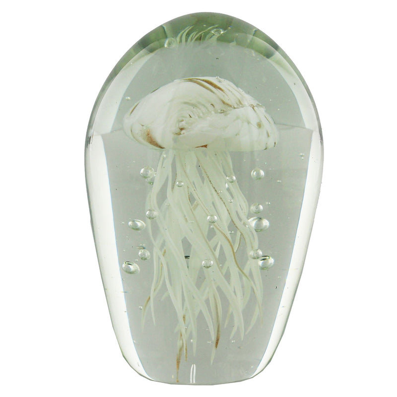 Objets d'art Glass Paper Weight - White Jelly Fish