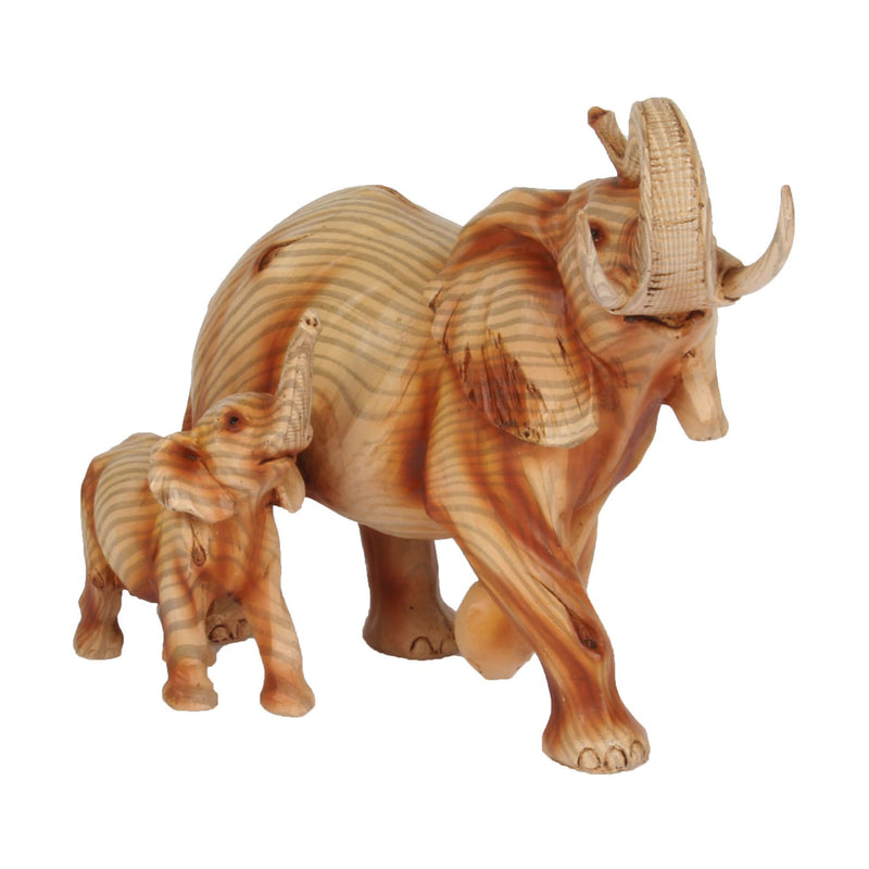 Naturecraft Wood Effect Resin Figurine - Elephant & Calf