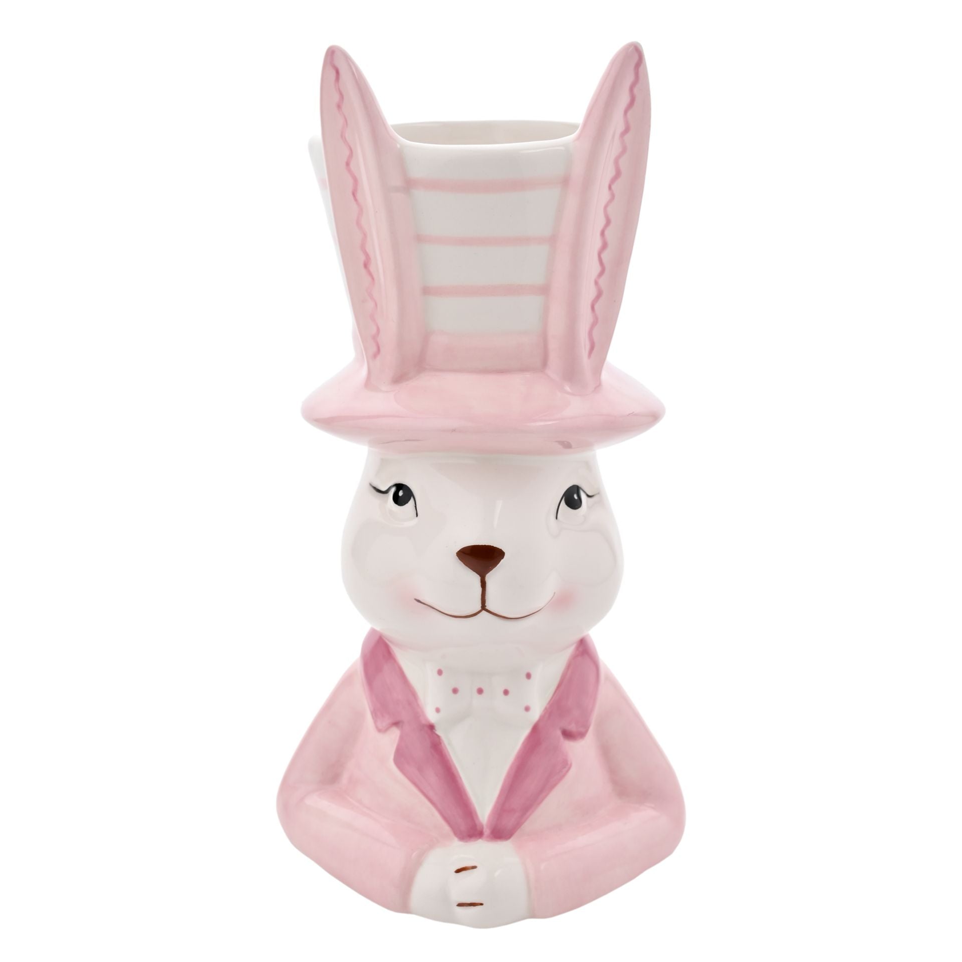 Eggs-traordinary Gifting Company Bunny in Top Hat Pink Planter - Medium