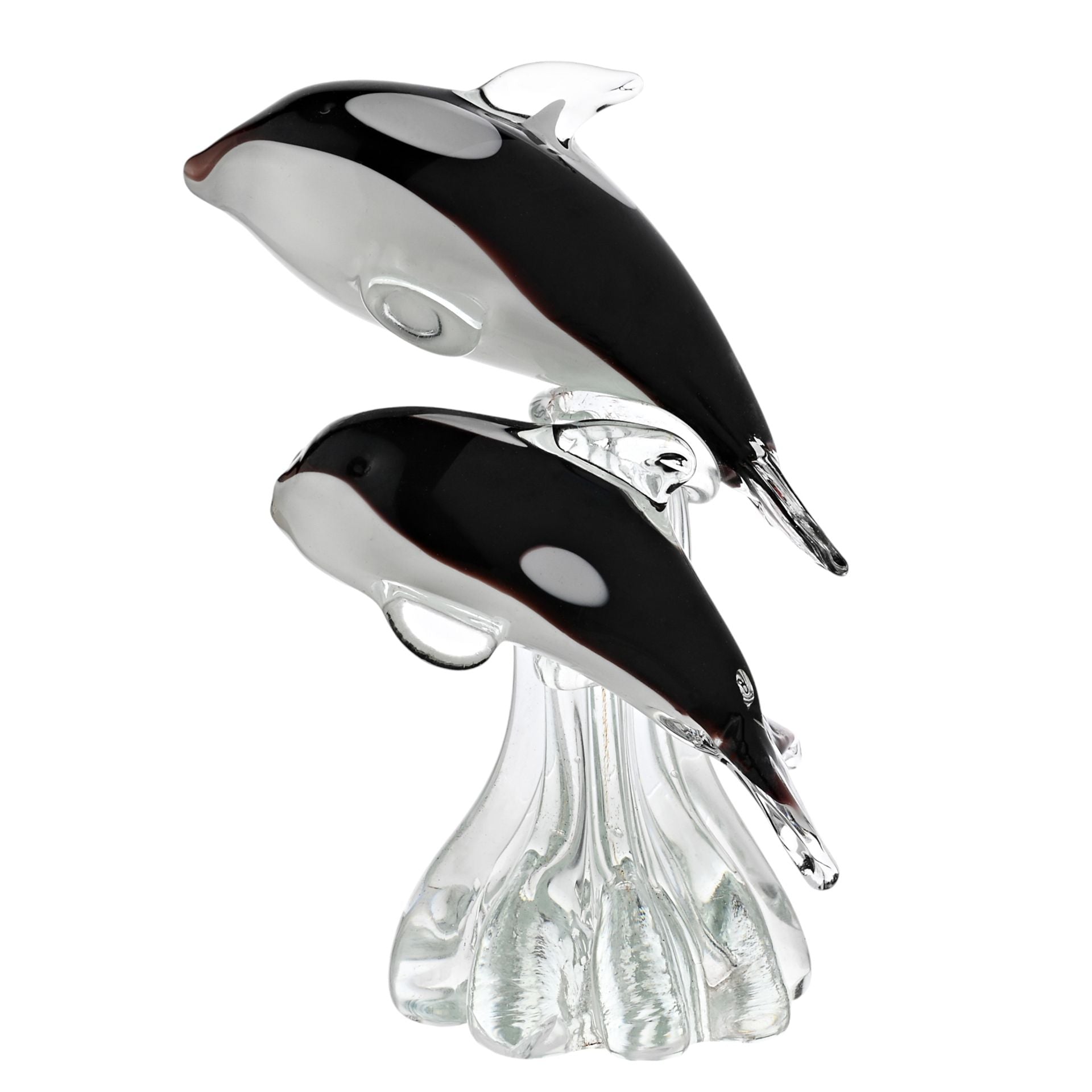 Objets d'art Glass Figurine - Jumping Whale Duo