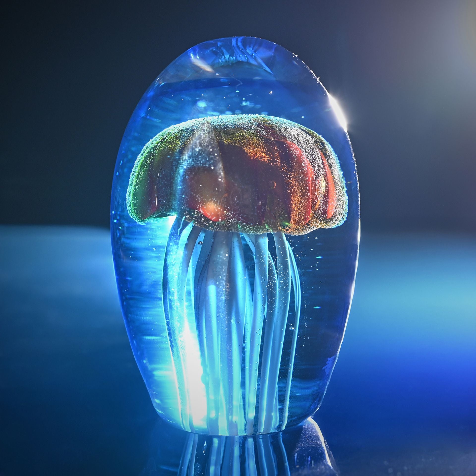Objets d'art Glass Paperweight -  Orange Jellyfish