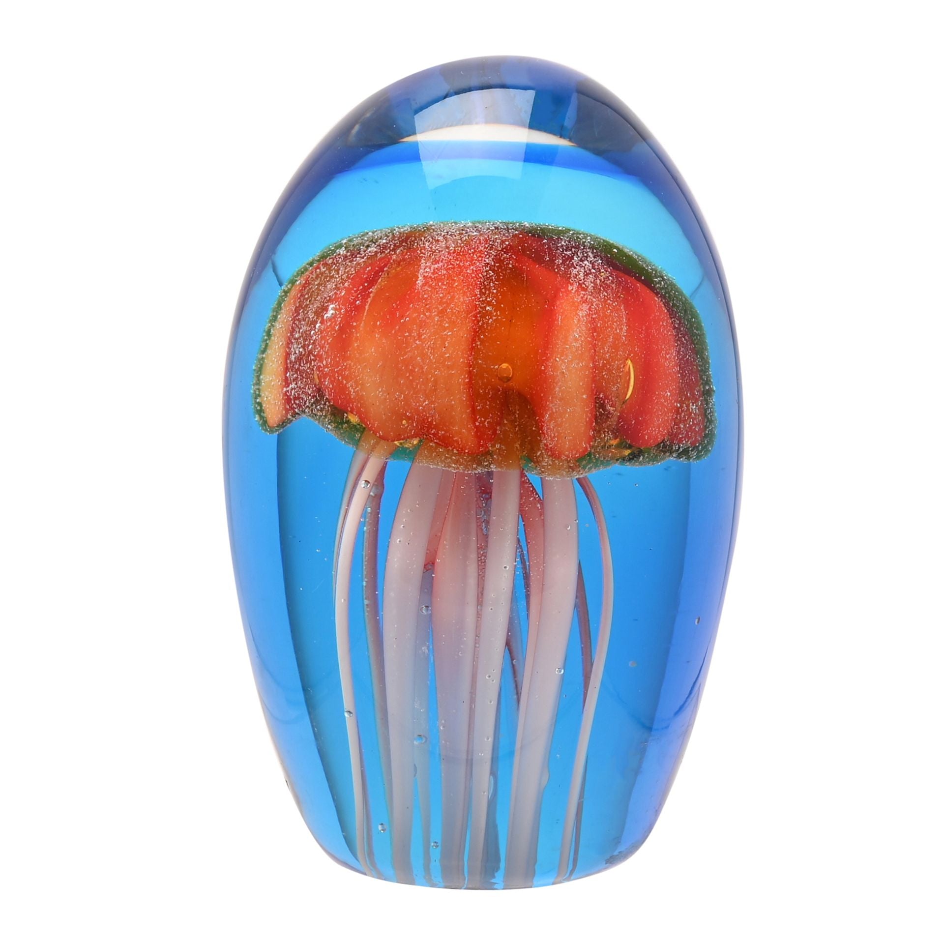 Objets d'art Glass Paperweight -  Orange Jellyfish