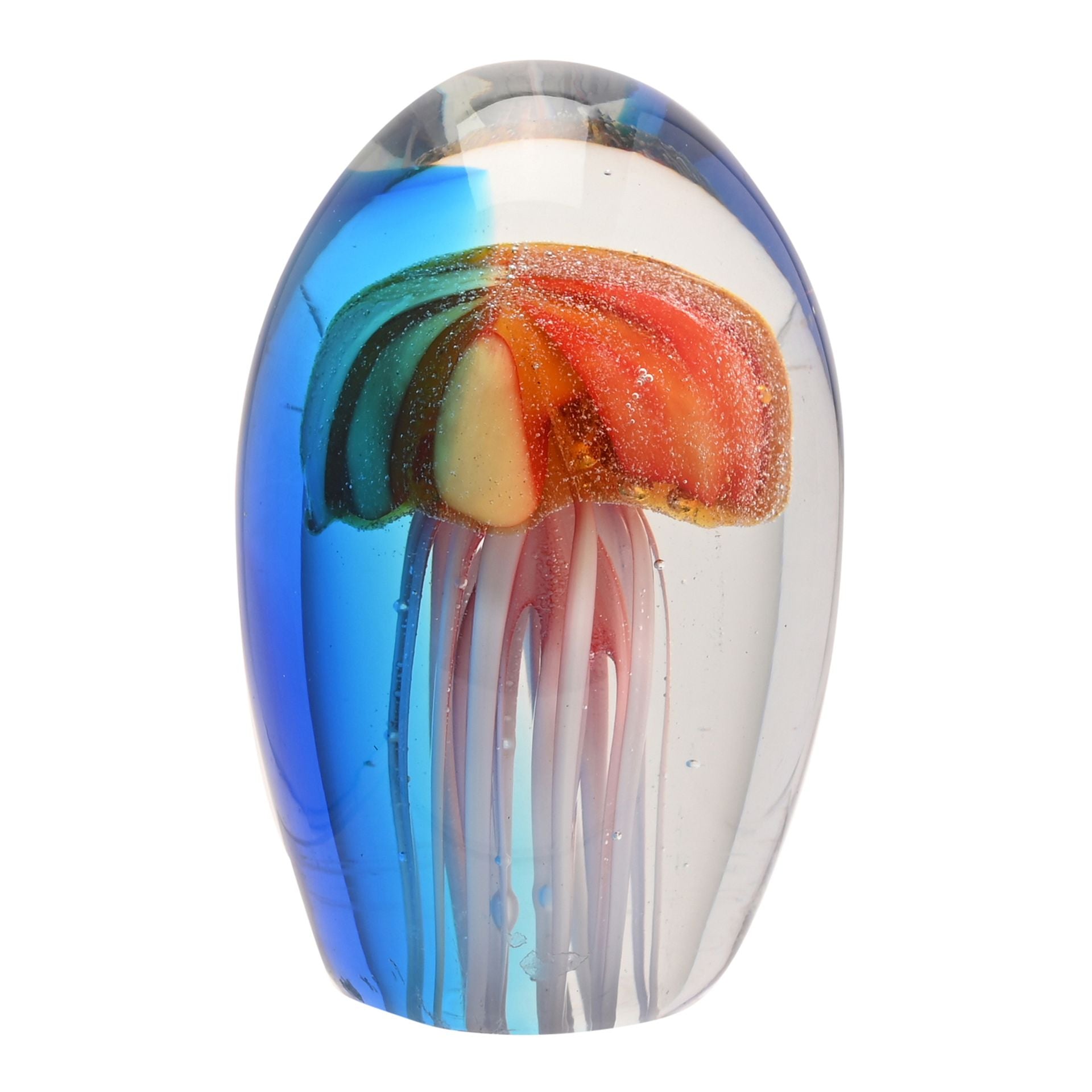 Objets d'art Glass Paperweight -  Orange Jellyfish