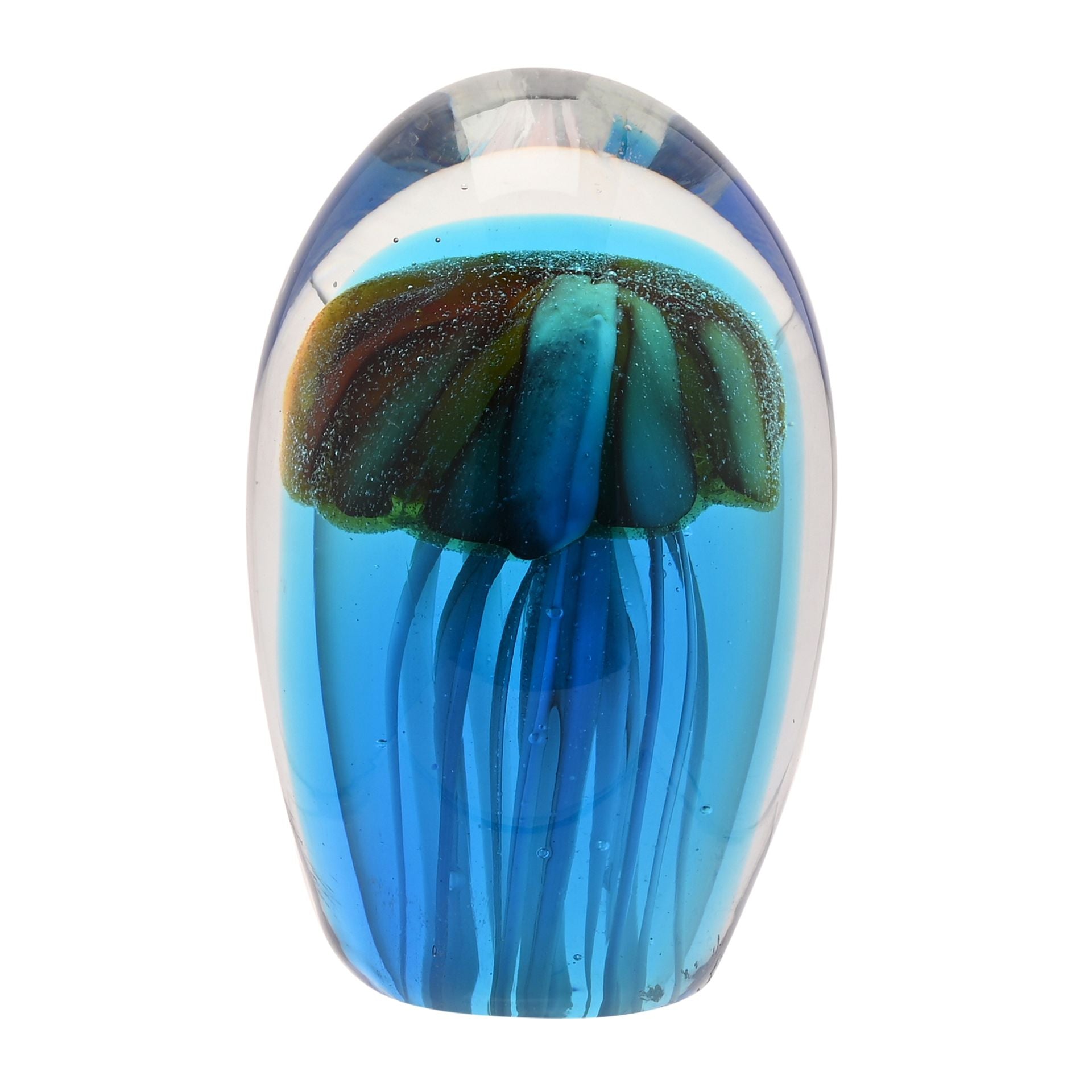 Objets d'art Glass Paperweight -  Orange Jellyfish