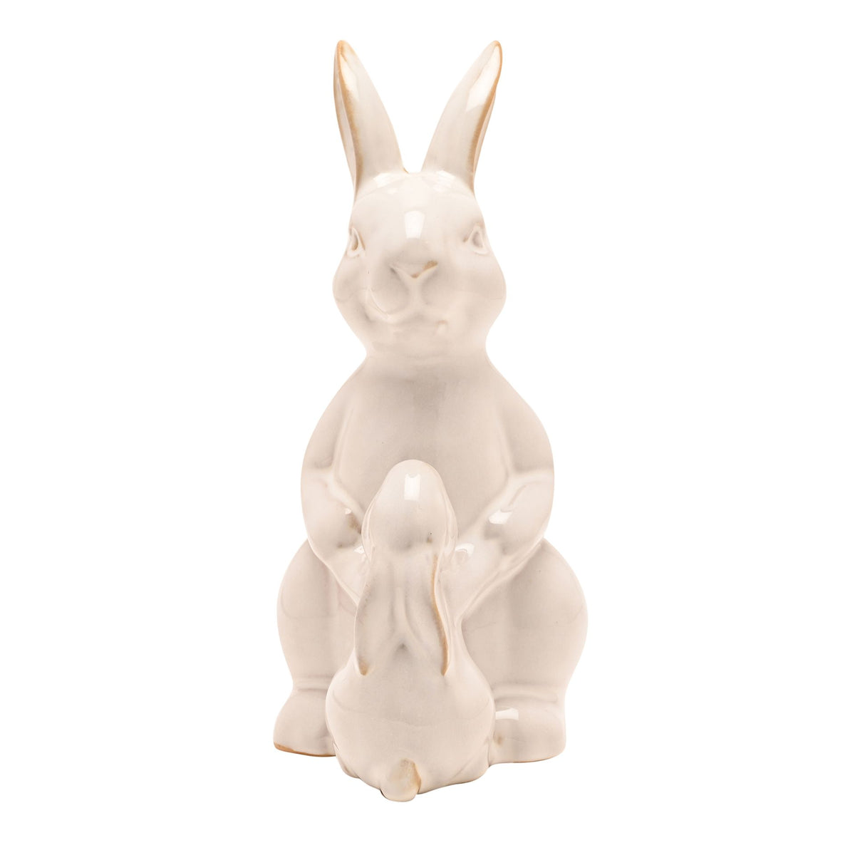 The Eggs-traordinary Gifting Co Reactive Glaze Bunny & Baby Figurine 18cm