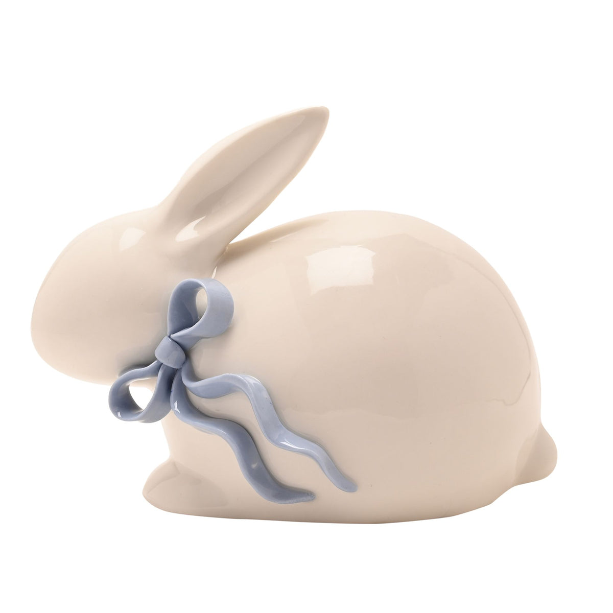The Eggs-traordinary Gifting Co White Bunny With Blue Bow Ornament