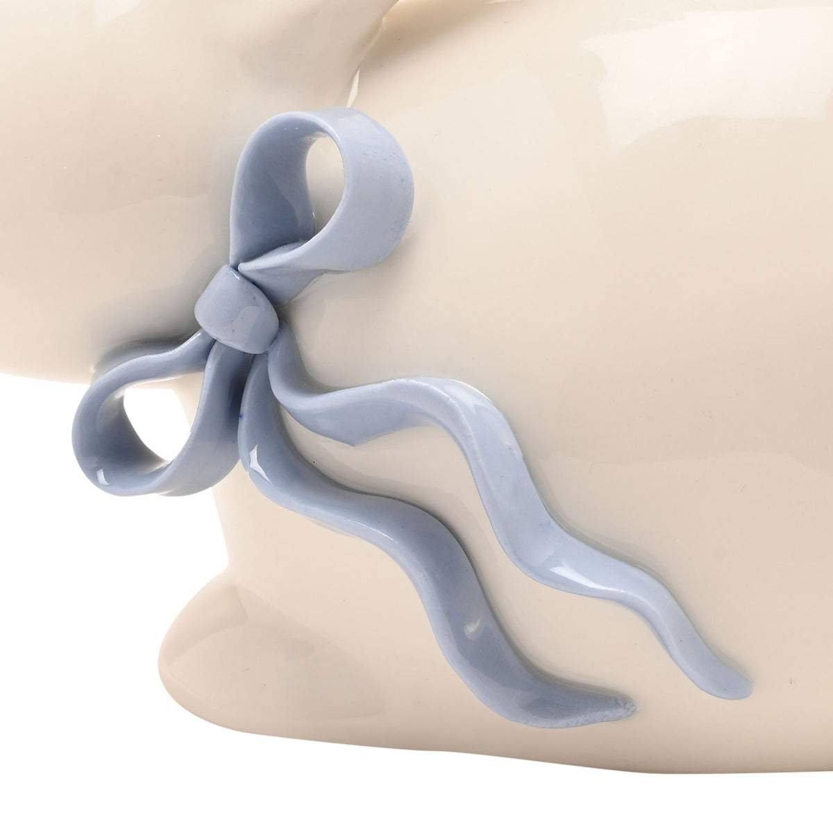 The Eggs-traordinary Gifting Co White Bunny With Blue Bow Ornament