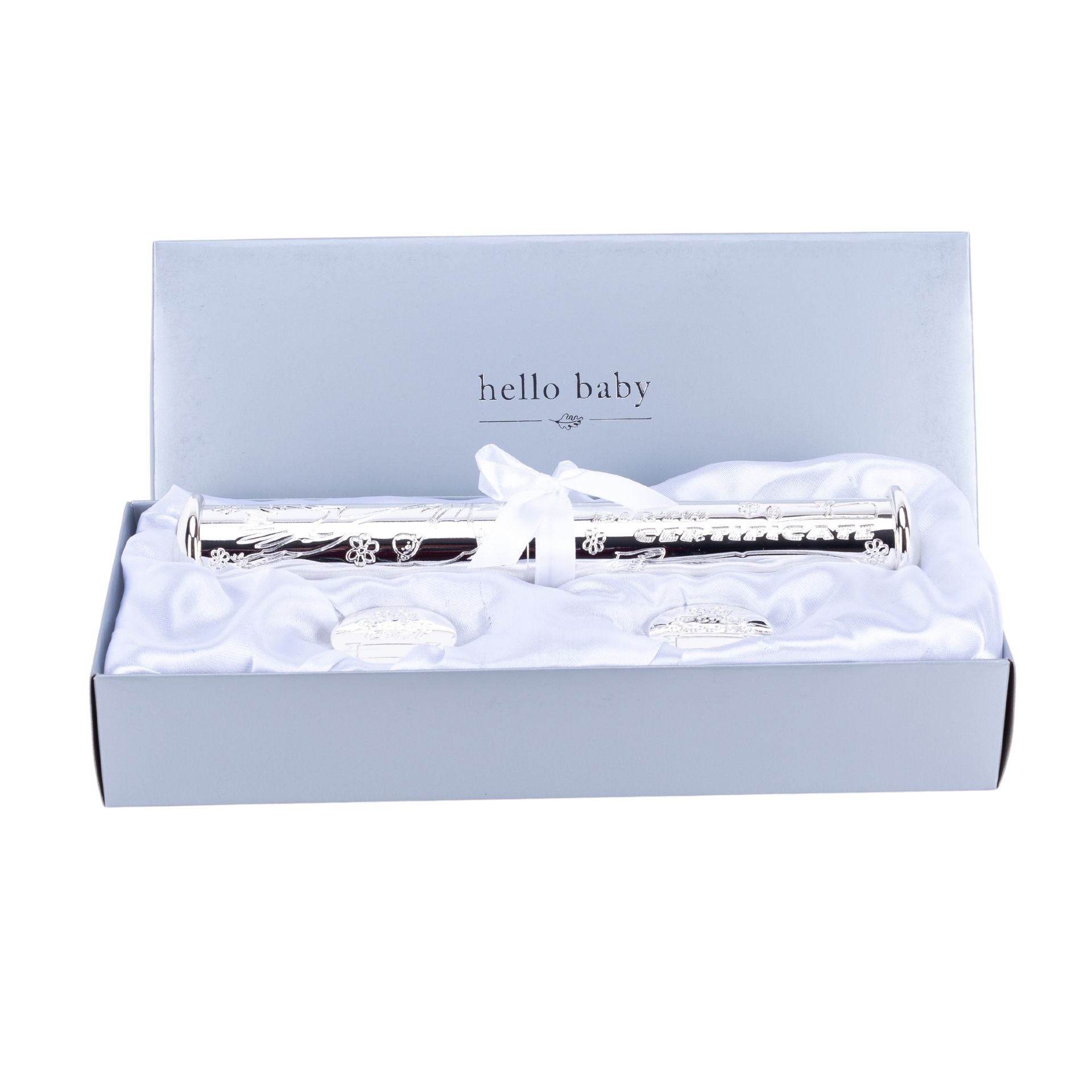 Silverplated Birth certificate Holder &1st Tooth & Curl Set