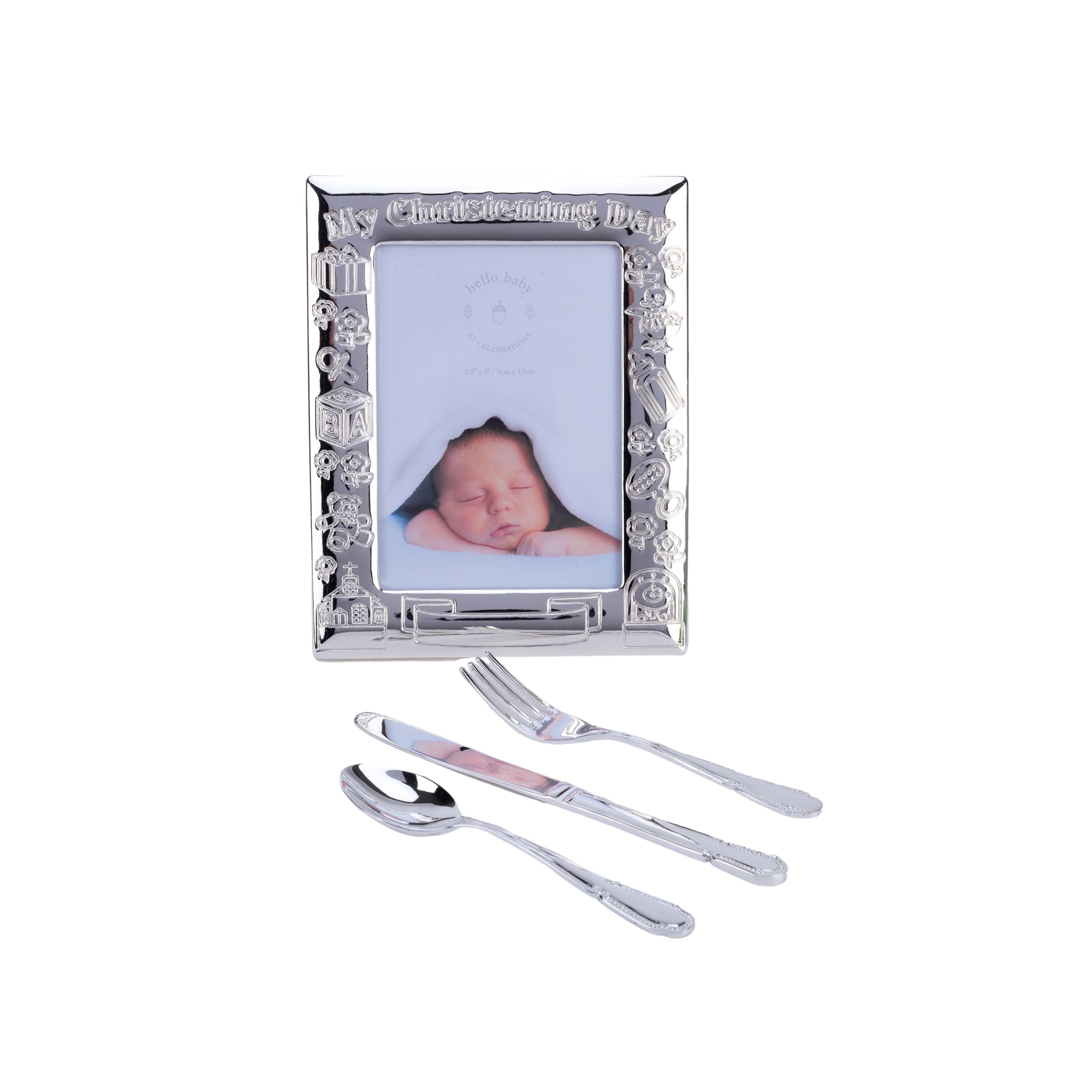 "My Christening Day" Frame with Knife Fork & Spoon Set