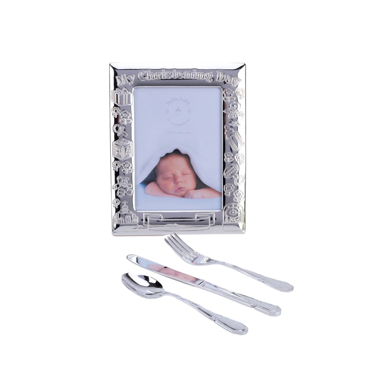 "My Christening Day" Frame with Knife Fork & Spoon Set