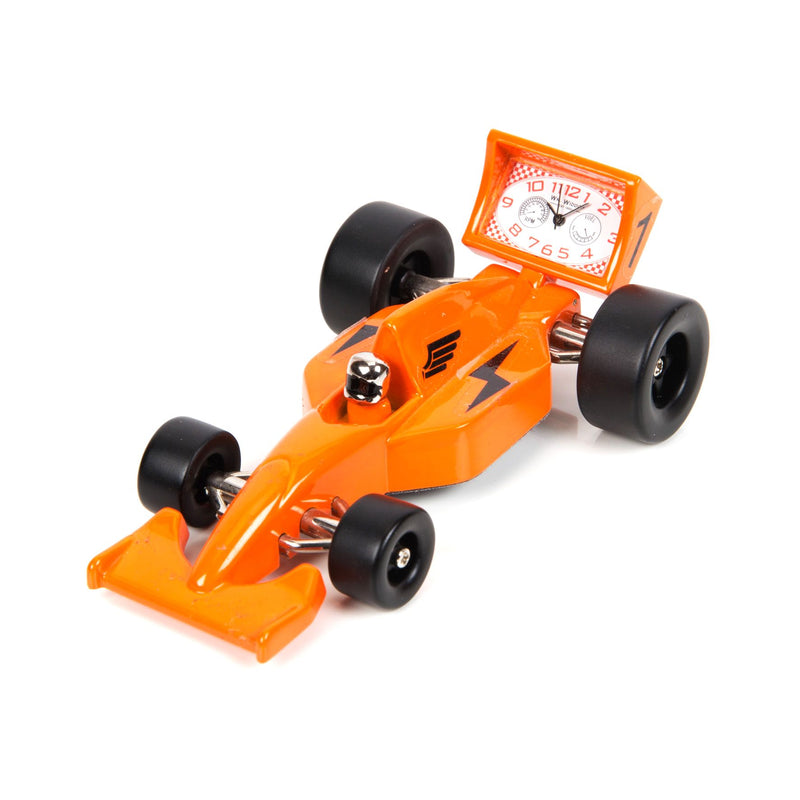Wm Widdop Miniature Clock - Orange Racing Car