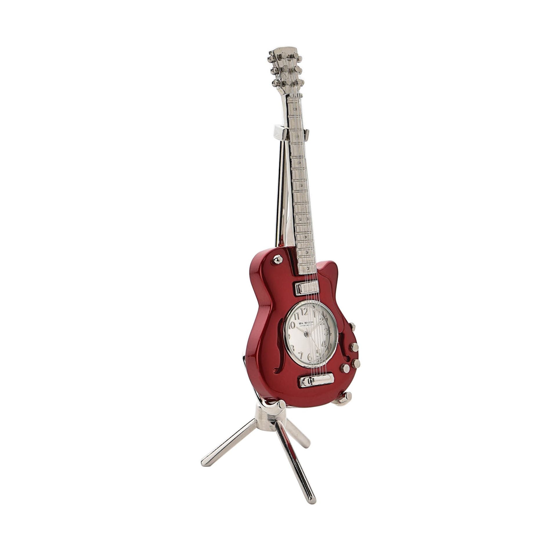 Wm.Widdop Miniature Clock - Red Guitar