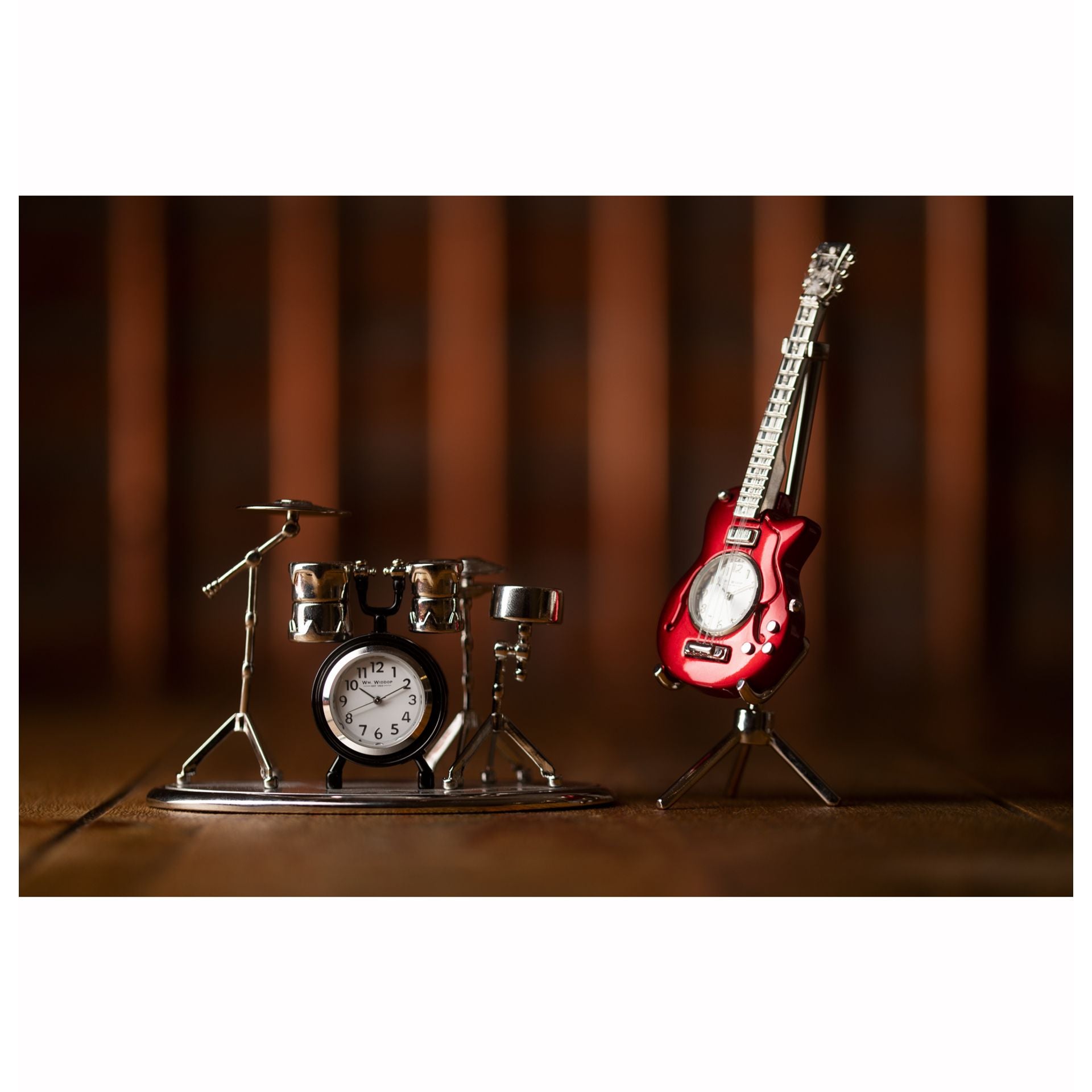 Wm.Widdop Miniature Clock - Red Guitar