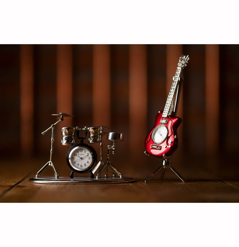 Wm.Widdop Miniature Clock - Red Guitar