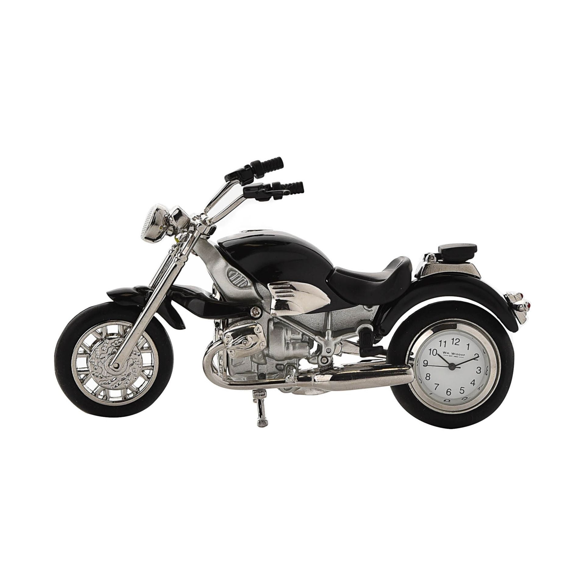 Wm Widdop Miniature Clock - Black Motorbike