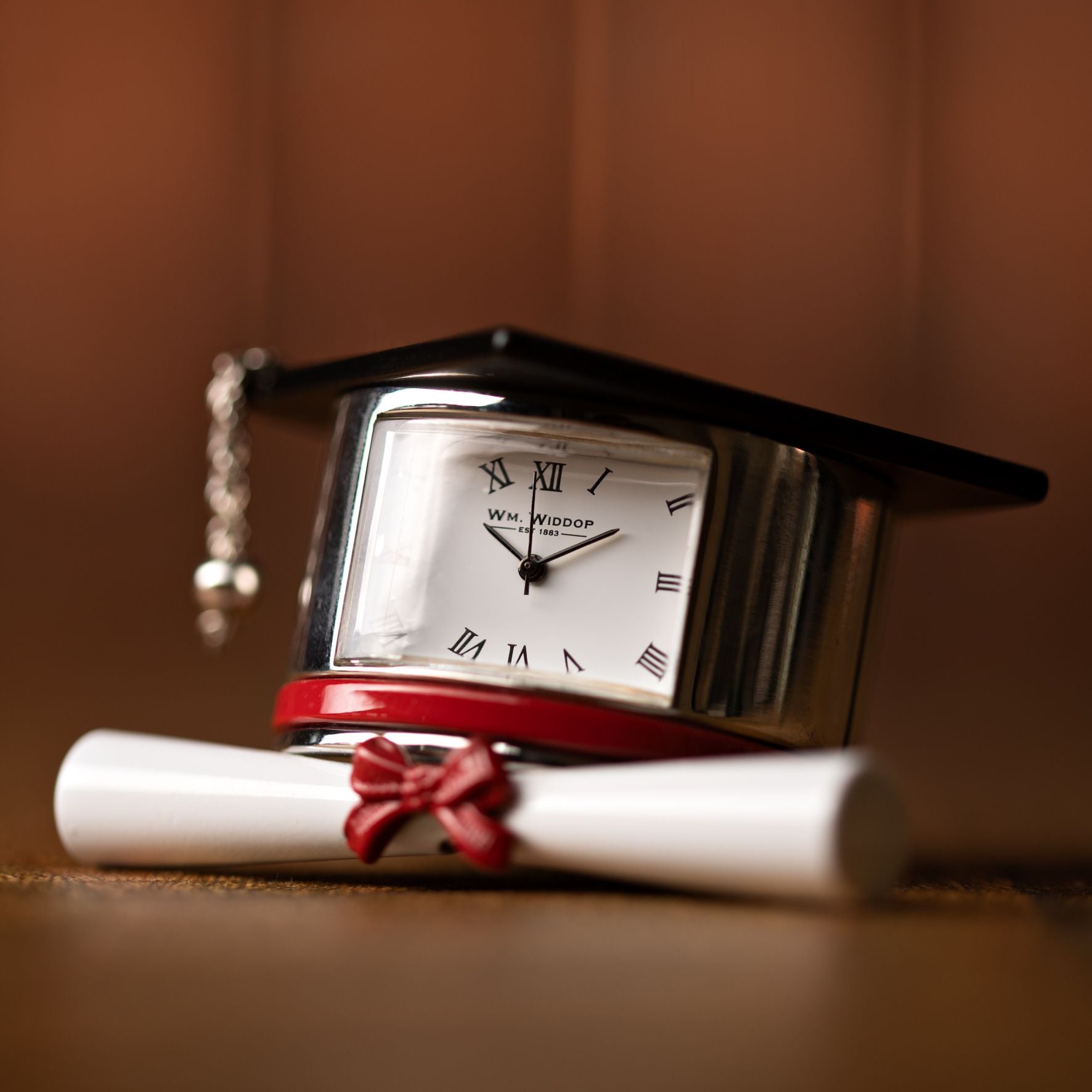 Wm.Widdop Miniature Clock - Graduation Hat & Scroll