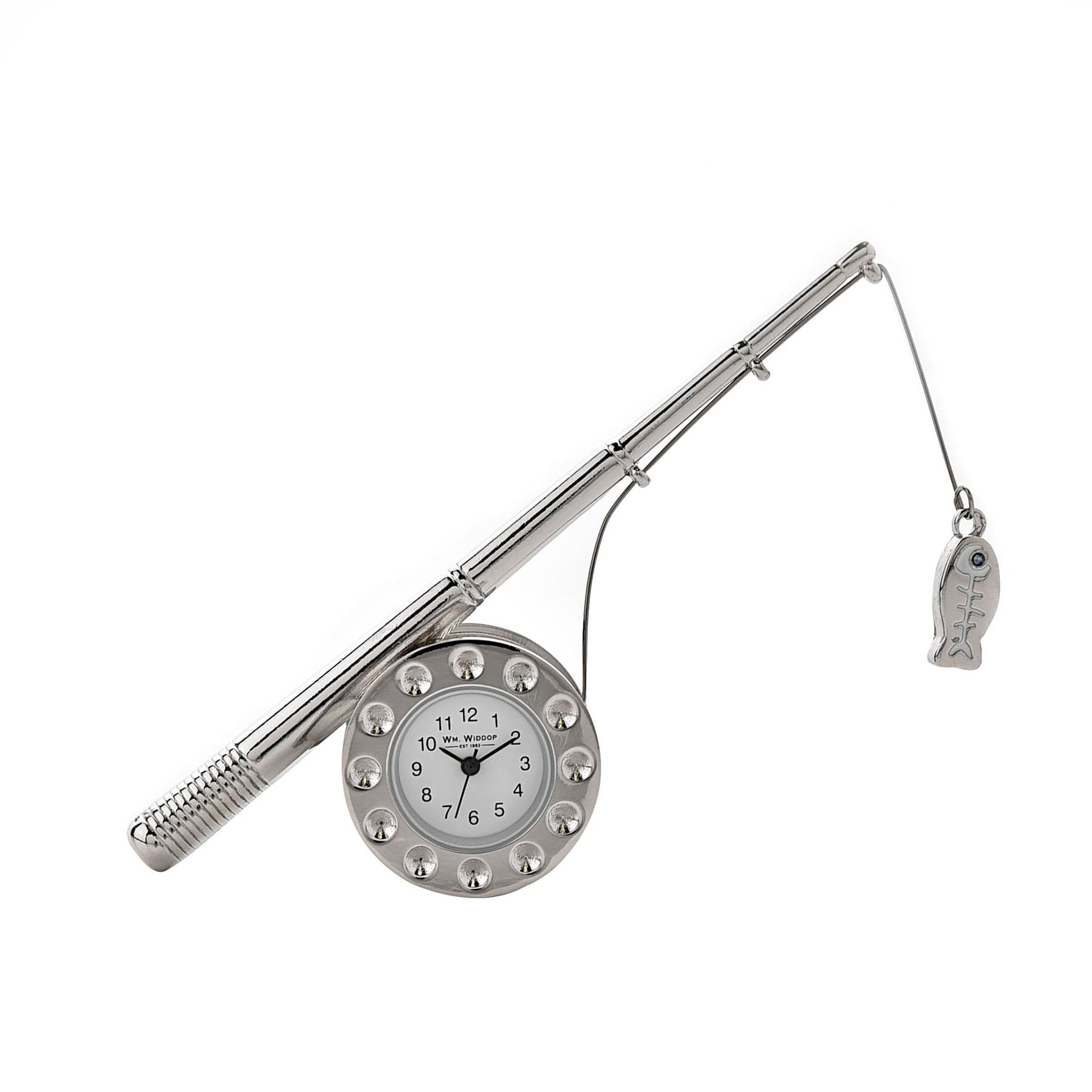 Wm.Widdop Miniature Clock Fishing Pole - Satin Silver Finish
