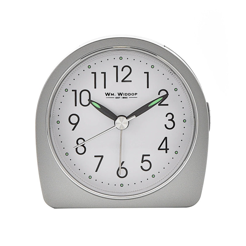 Wm.Widdop Silent Sweep Round Alarm Clock - Silver