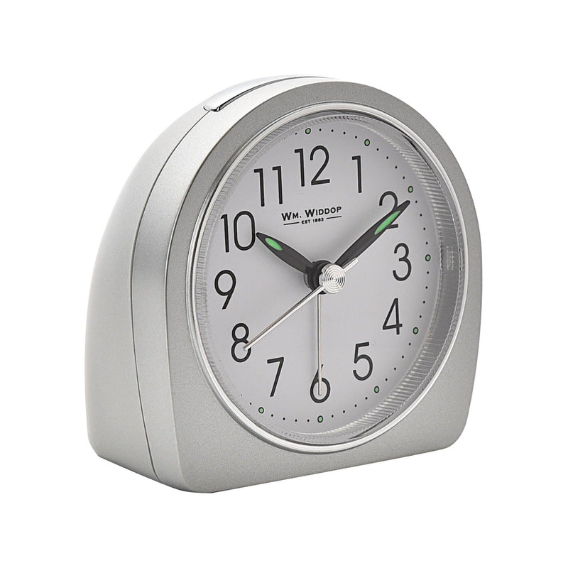 Wm.Widdop Silent Sweep Round Alarm Clock - Silver