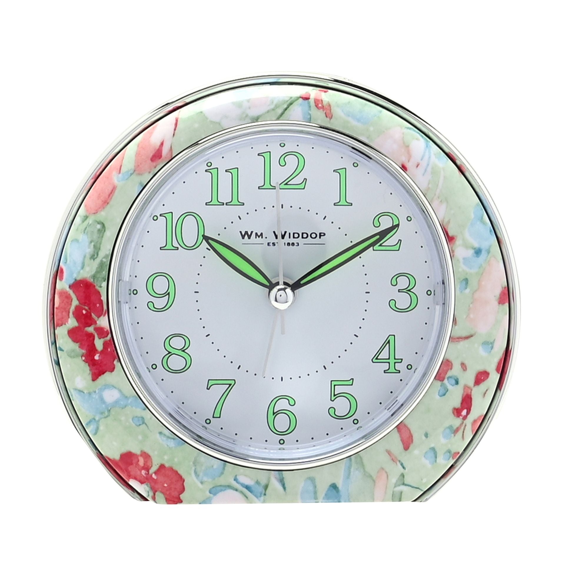 Wm.Widdop Quartz Alarm Clock - Green Leaf Design L/S/C