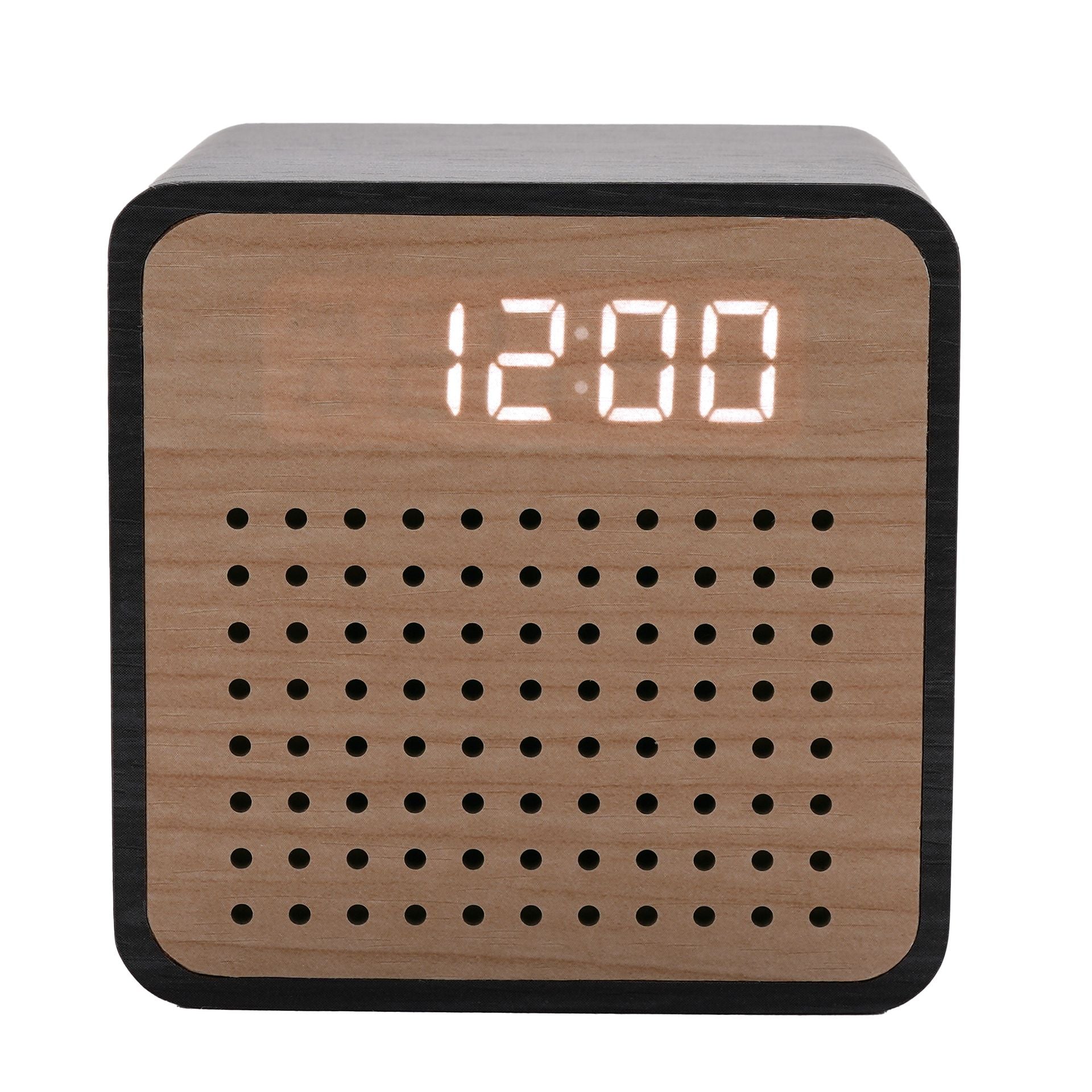 Interval Wooden Alarm Clock with Bluetooth Speaker - Black