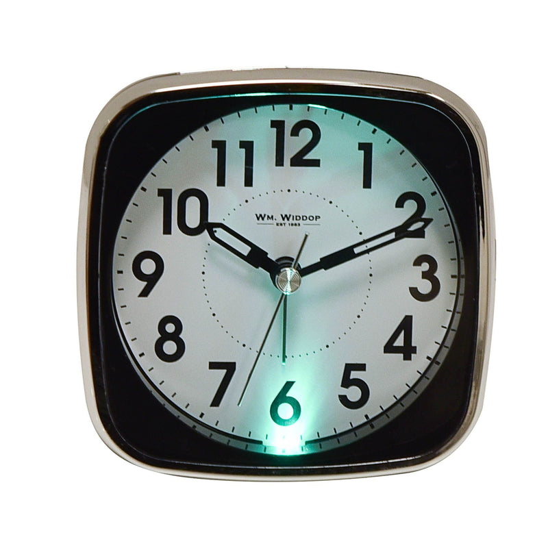 Hometime Square Alarm Clock - Sweep/Light/Snooze - Black