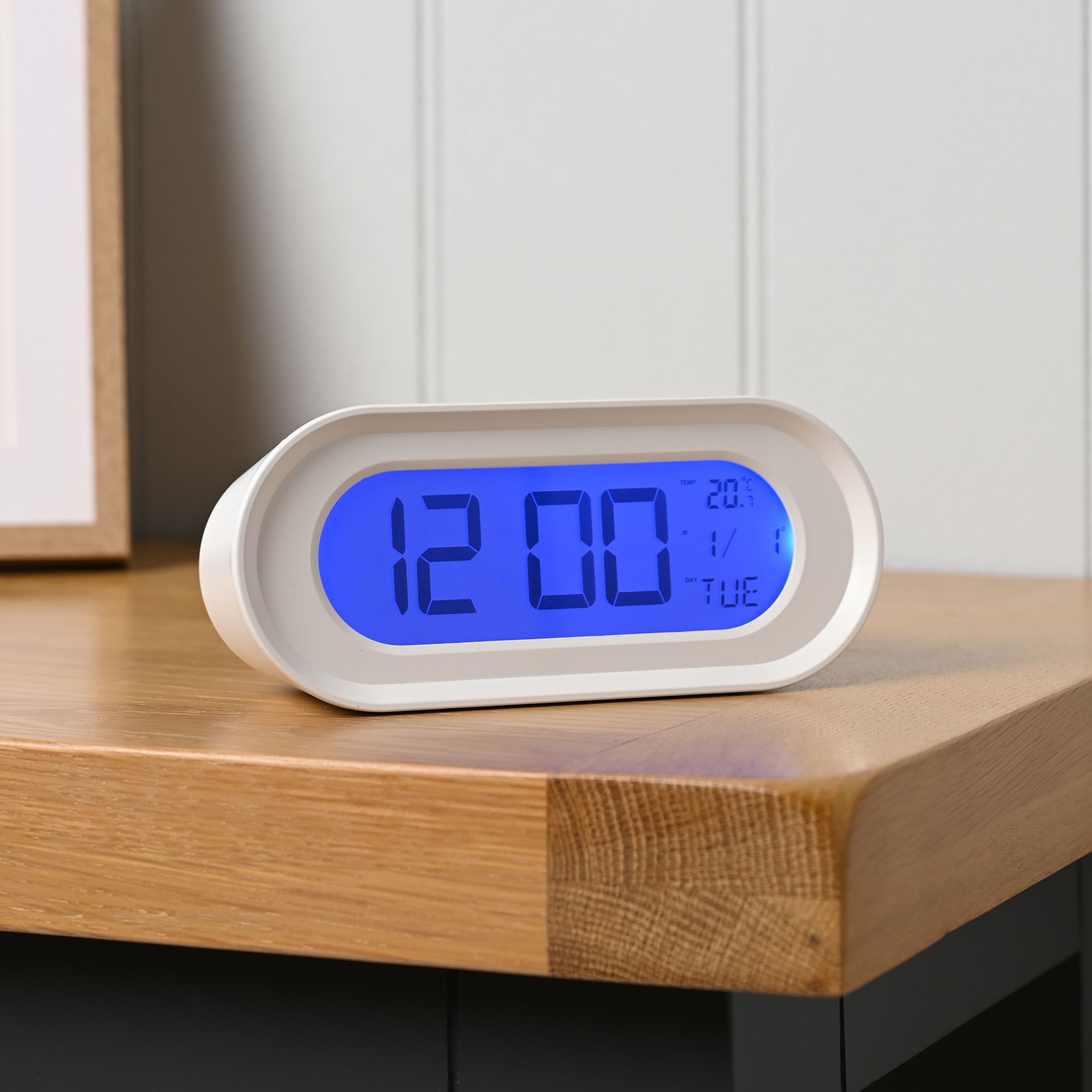 Hometime Oval Digital Alarm Clock - White