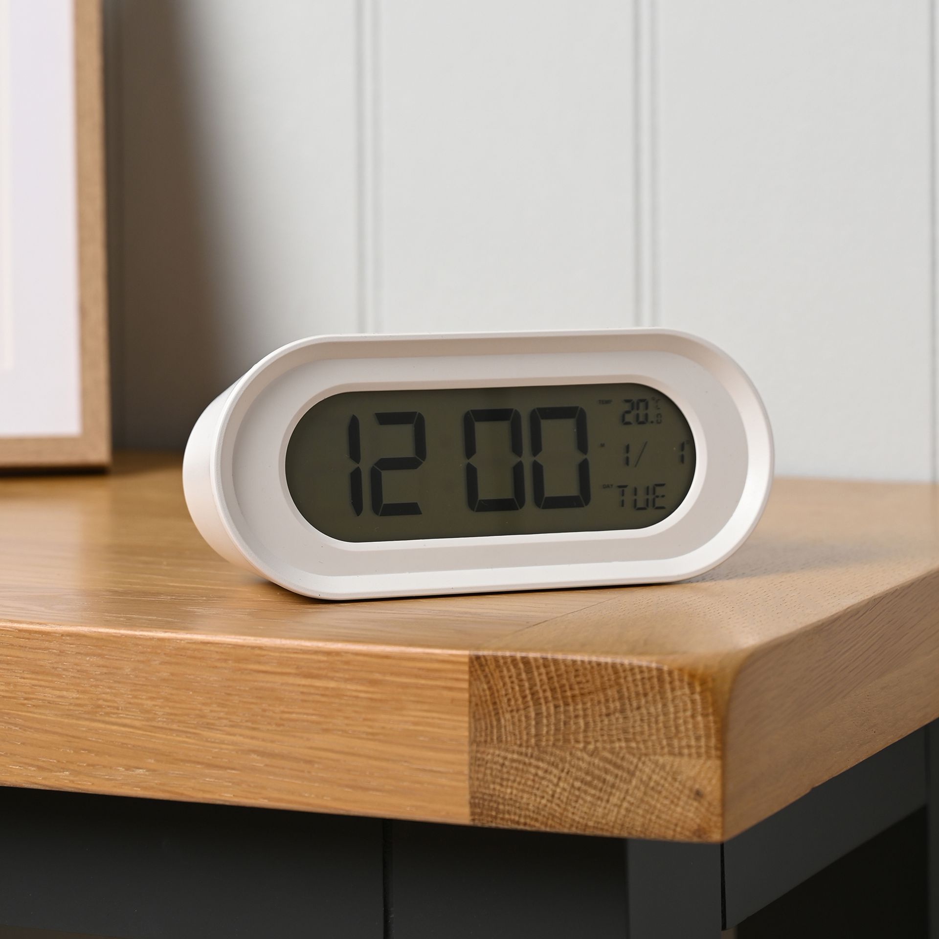 Hometime Oval Digital Alarm Clock - White