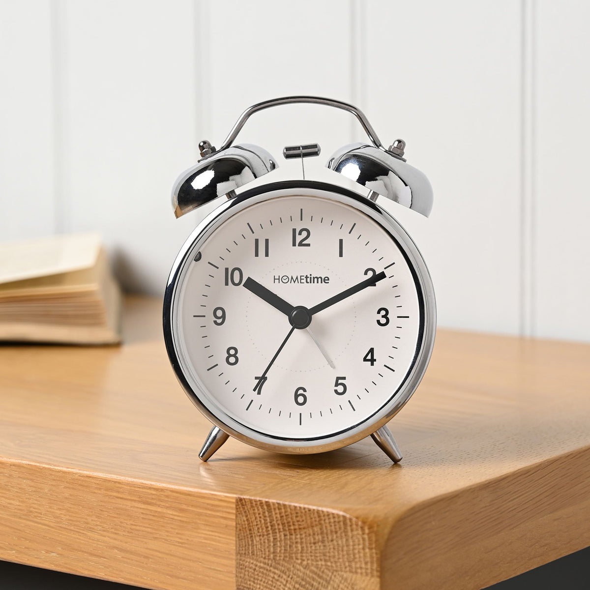 Hometime Metal Table Bell Alarm Clock - Silver