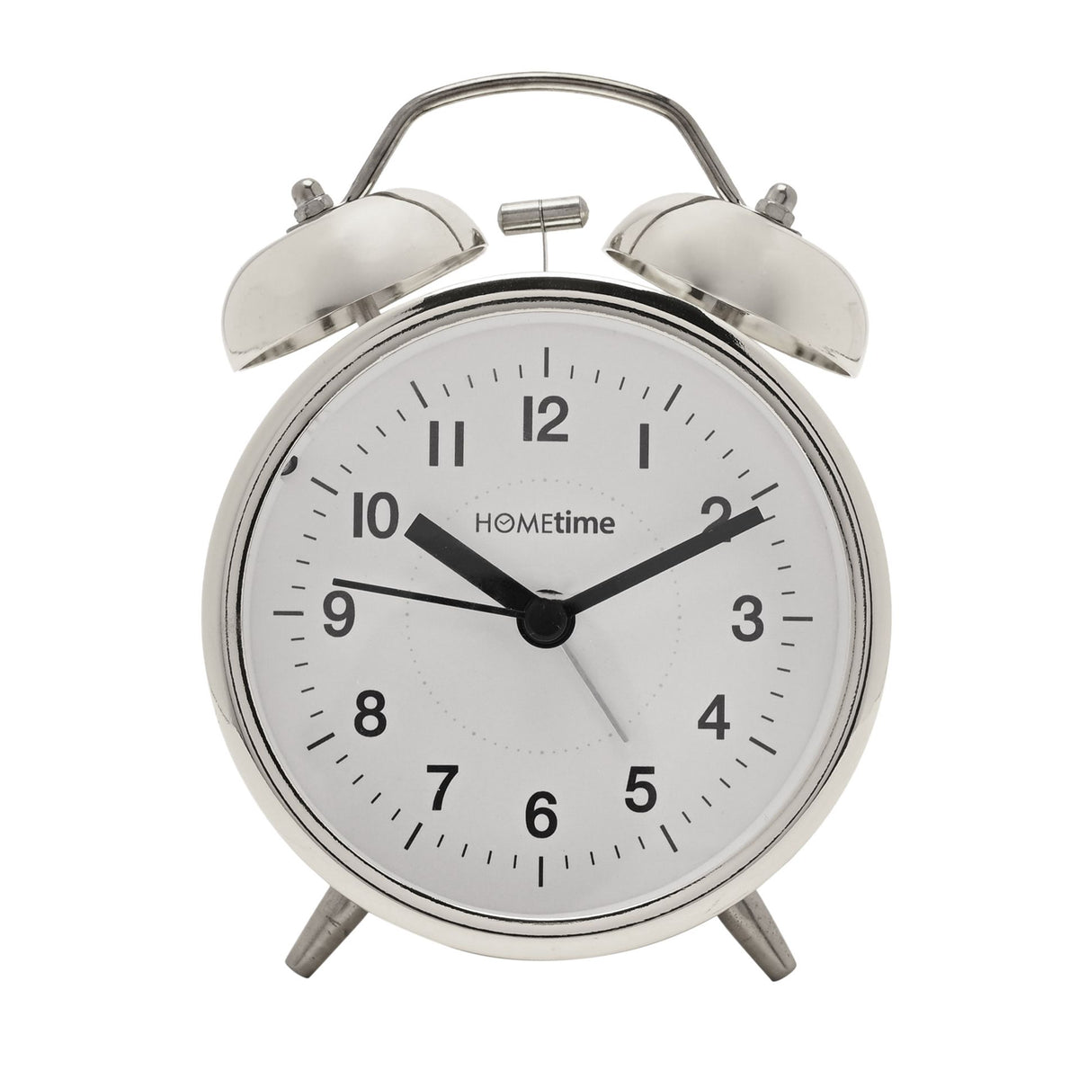 Hometime Metal Table Bell Alarm Clock - Silver