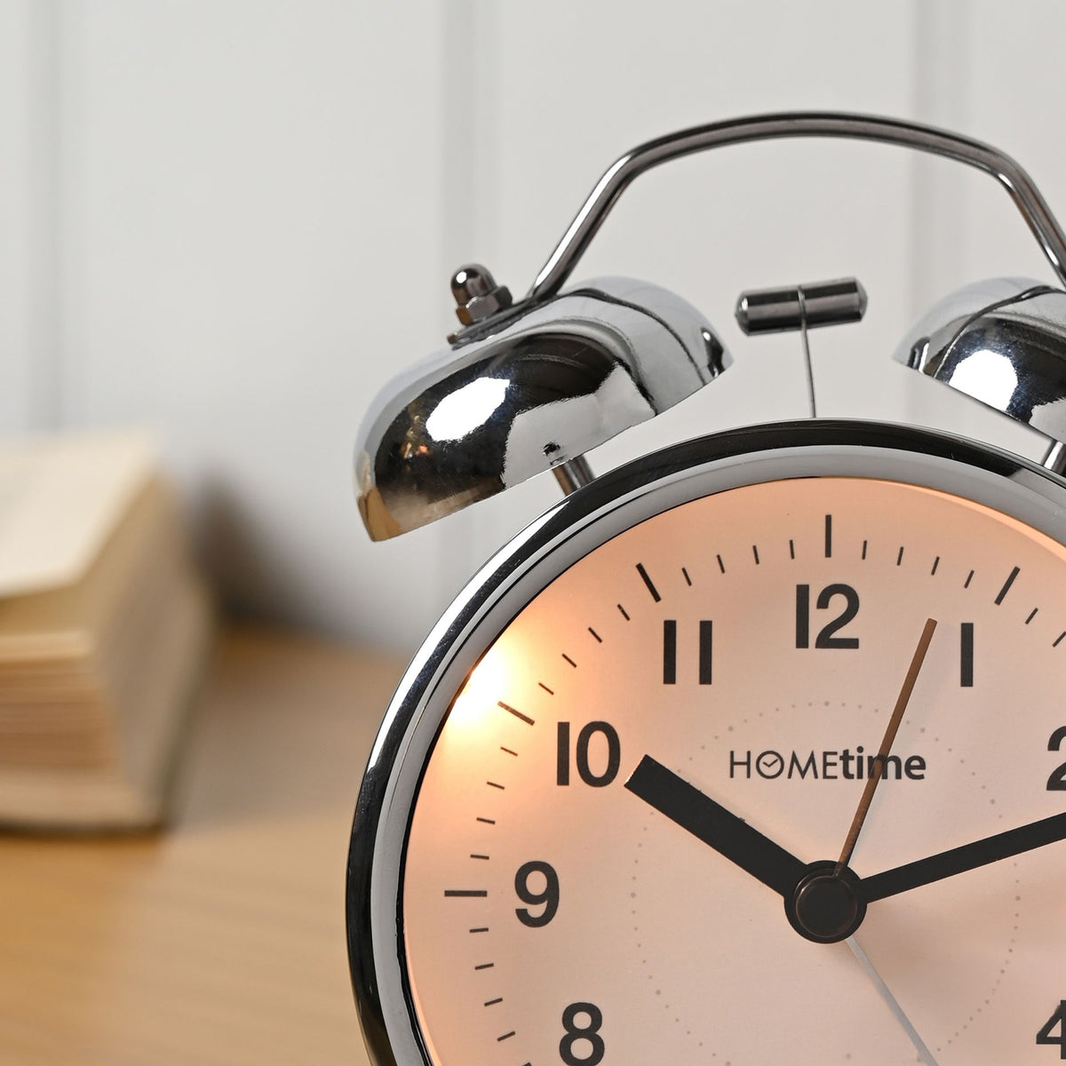 Hometime Metal Table Bell Alarm Clock - Silver