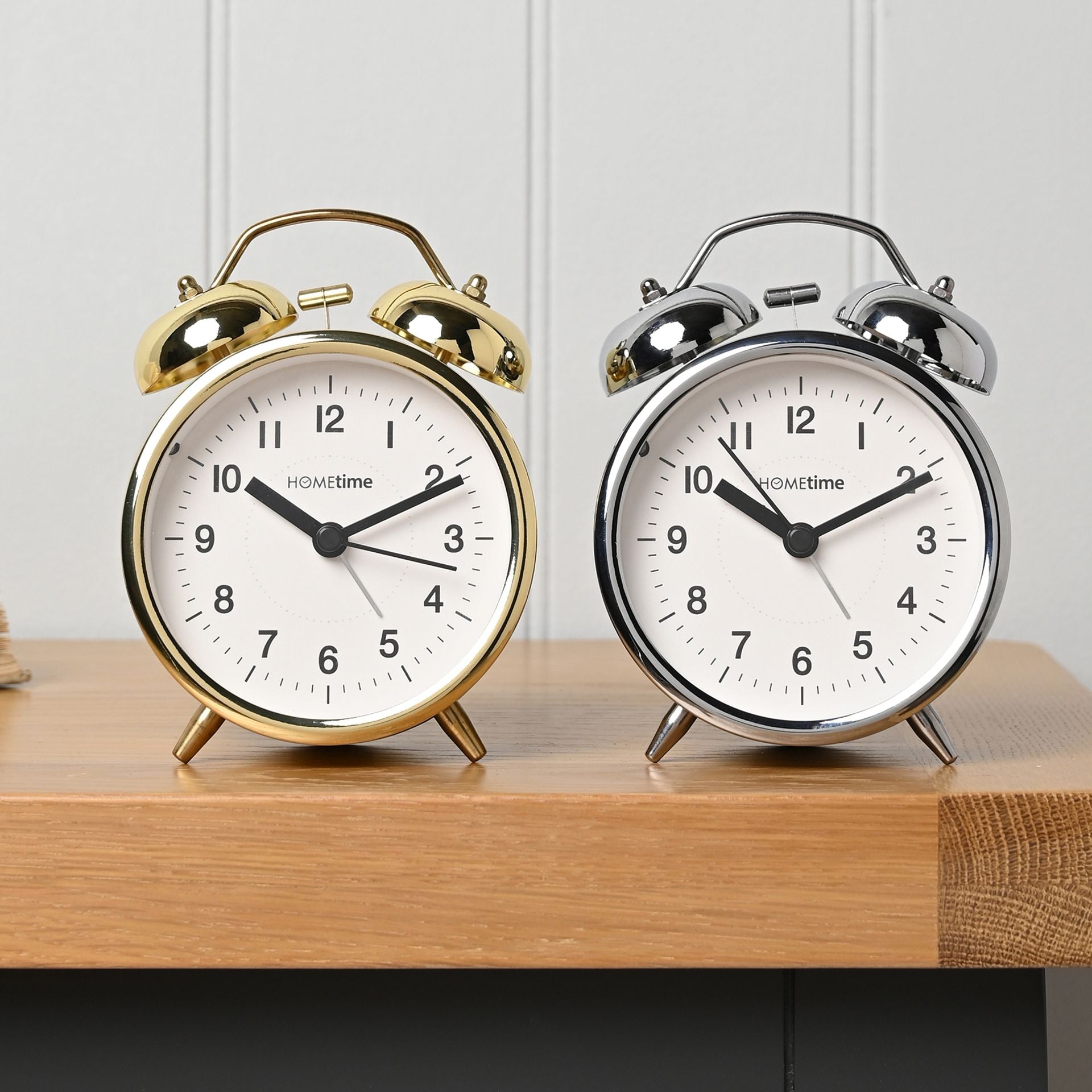 Hometime Metal Table Bell Alarm Clock - Silver