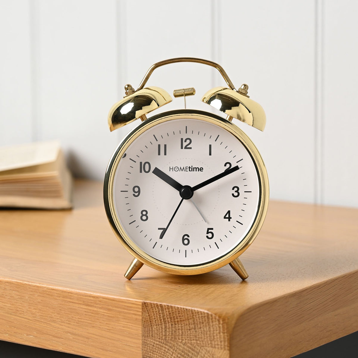 Hometime Metal Table Bell Alarm Clock - Gold