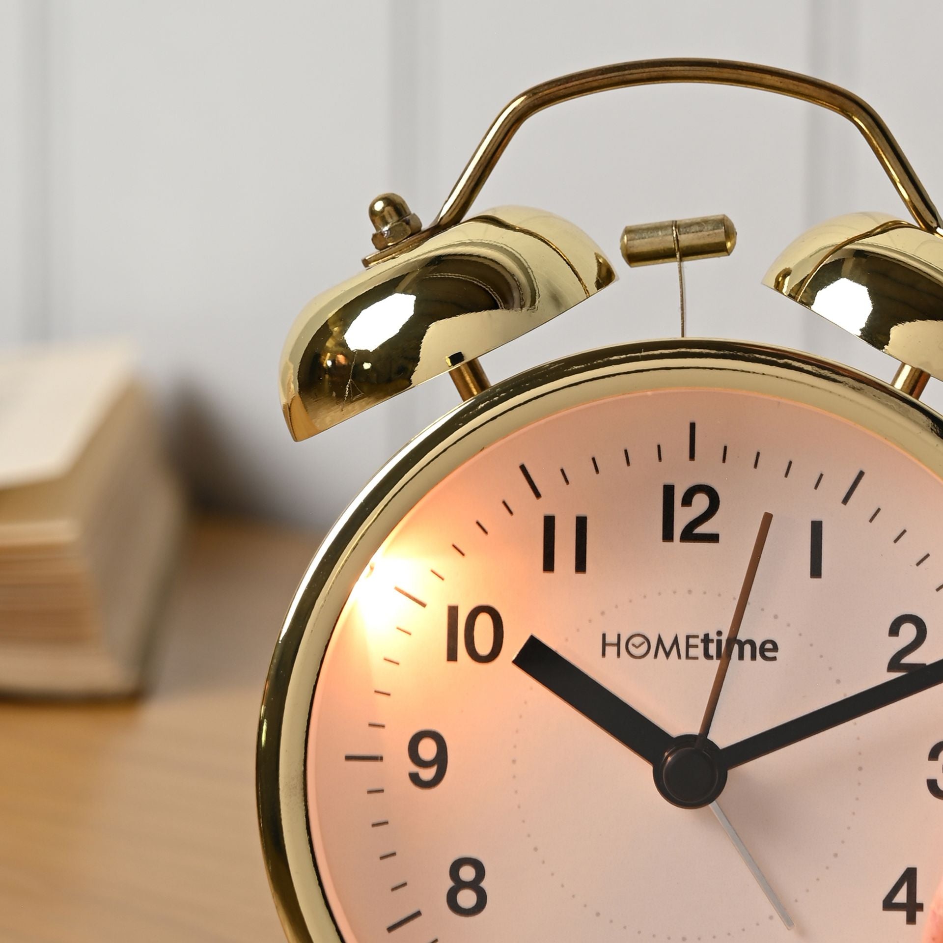 Hometime Metal Table Bell Alarm Clock - Gold
