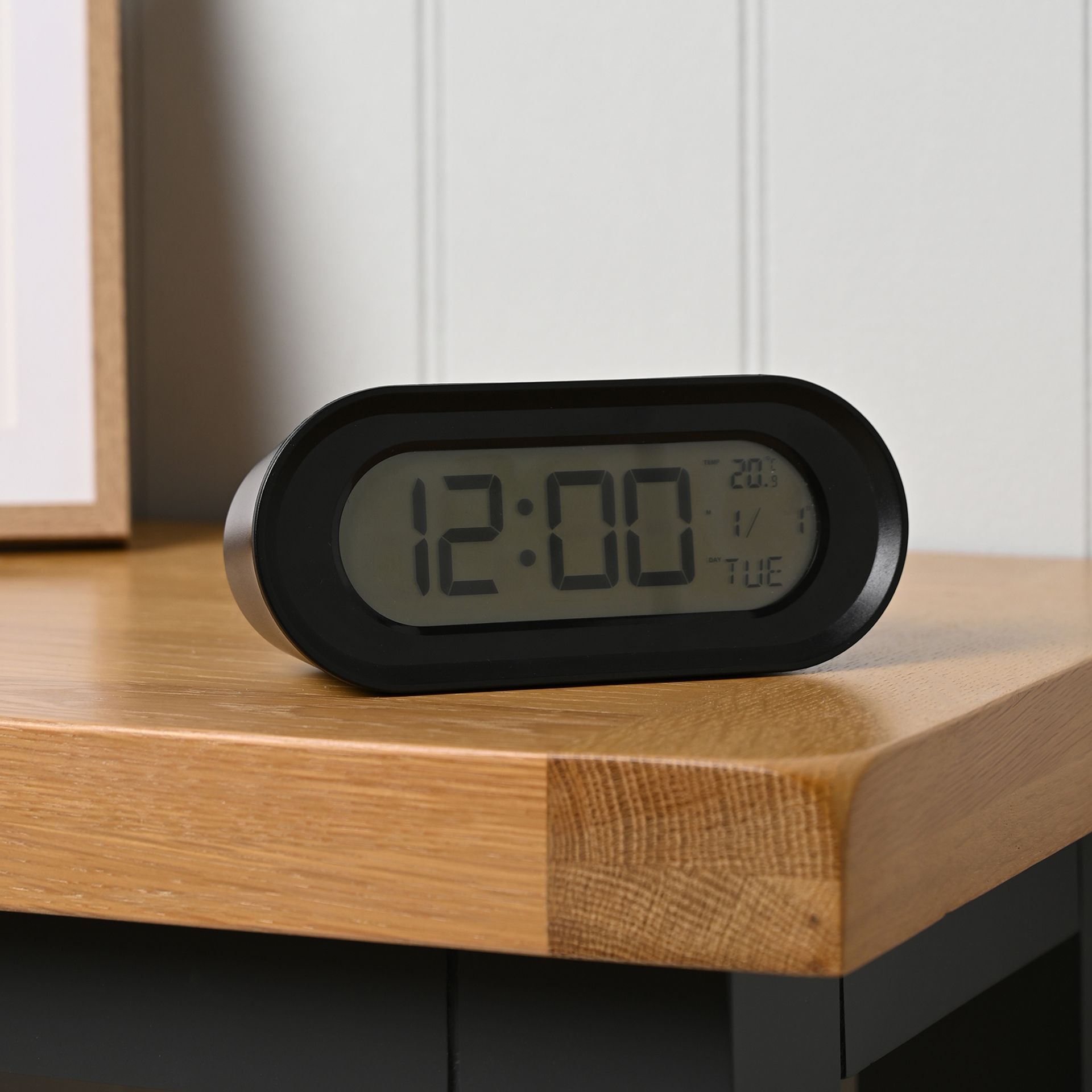 Hometime Oval Digital Alarm Clock - Black