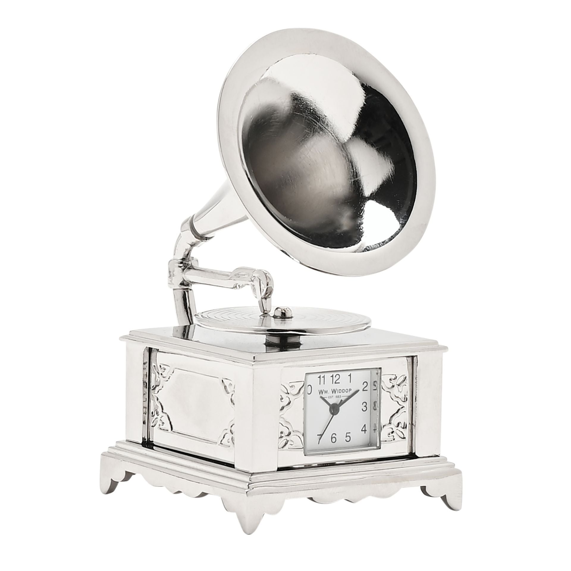 Wm Widdop Miniature Clock - Gramophone