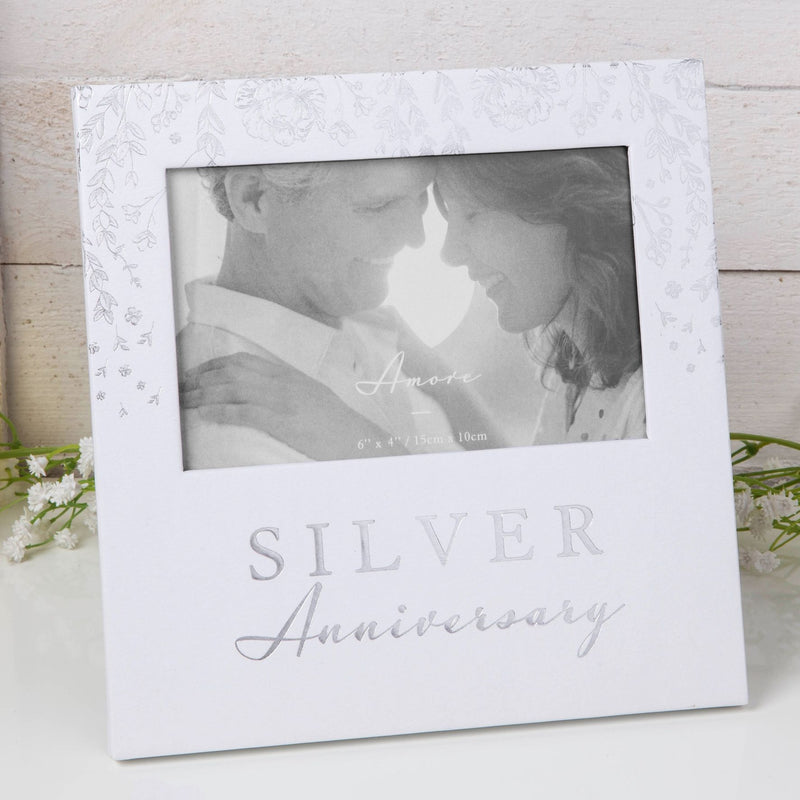 Amore Paperwrap Photo Frame Silver Anniversary 6" x 4"