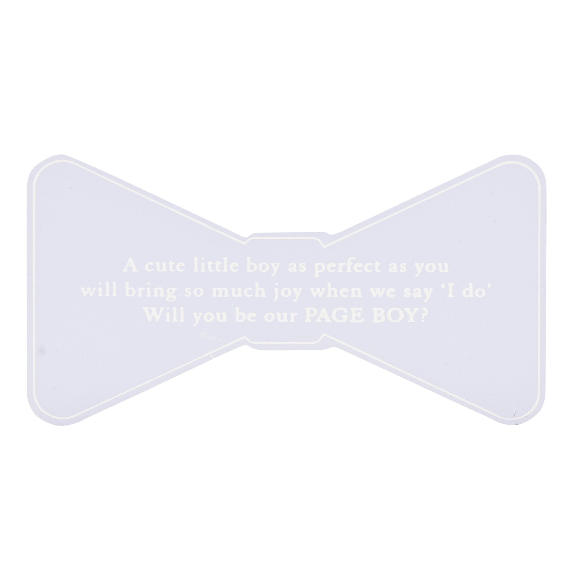 Amore Bow Tie Plaque "Will You Be Page Boy?"