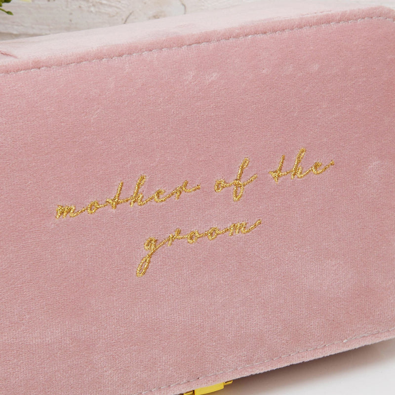 Amore Pink Velvet Jewellery Box "Mother of The Groom"