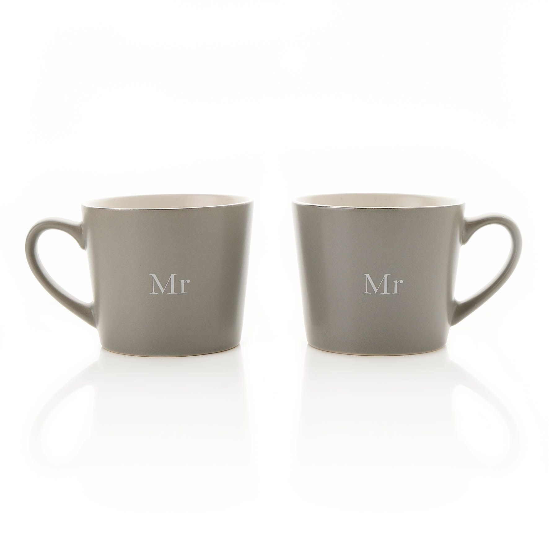Amore Set of 2 Grey Mugs - Mr & Mr