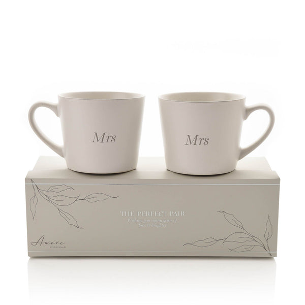 Amore Set of 2 White Mugs - Mrs & Mrs